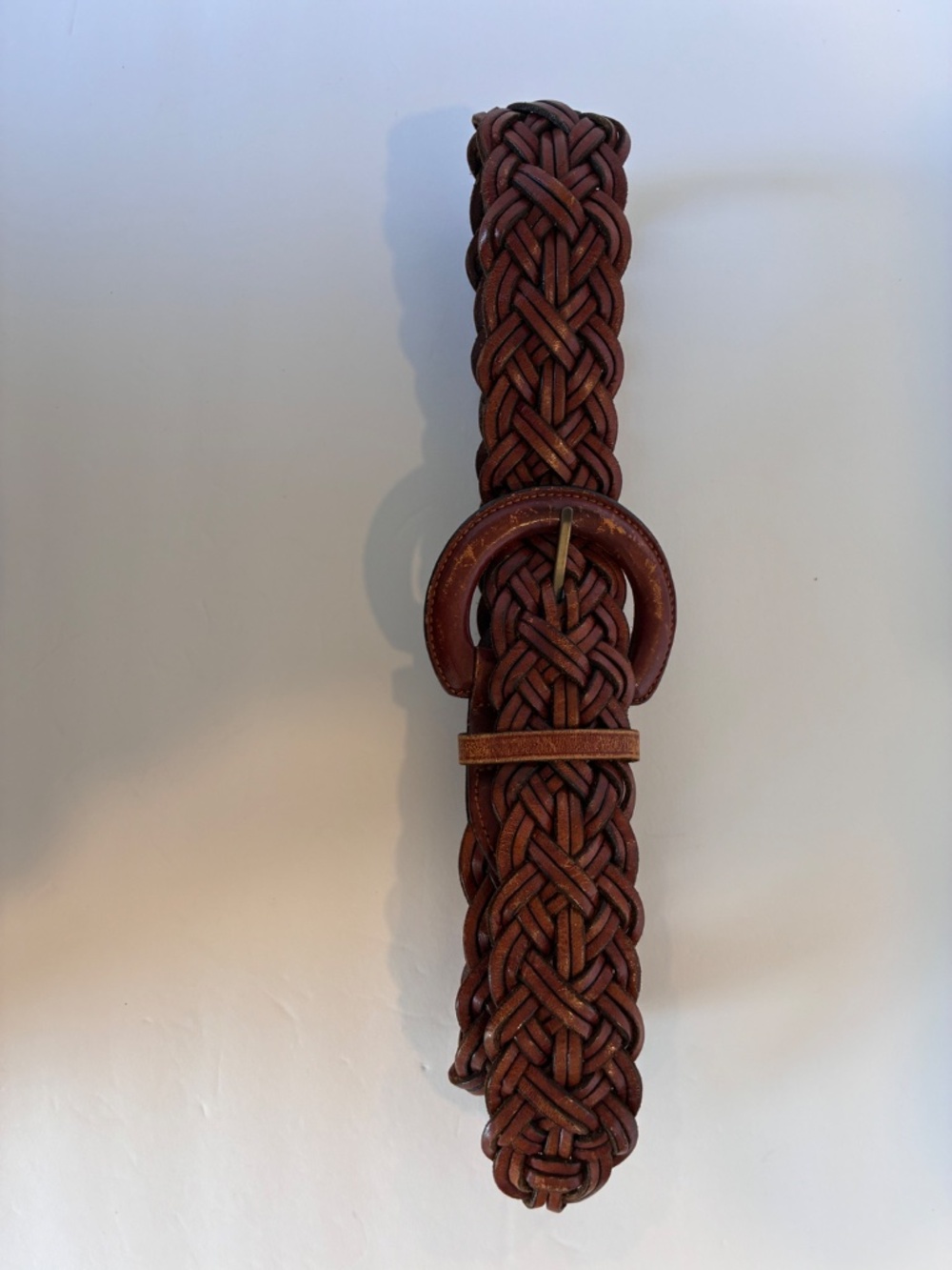Talbots Genuine Leather Braided Woven Belt Brown Women’s Medium Boho Western - Picture 10 of 11